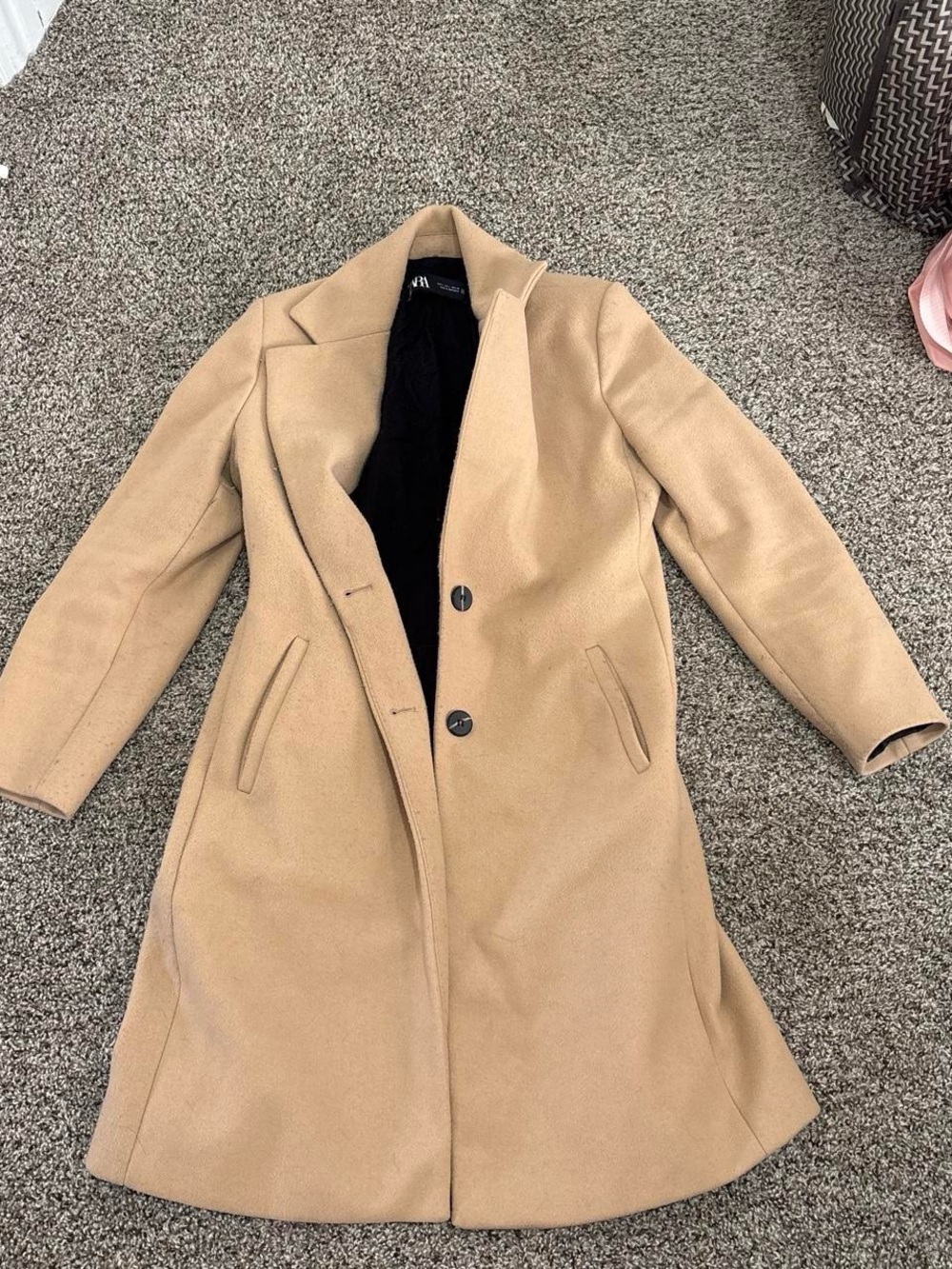 Zara Camel Single-Breasted Trench Coat